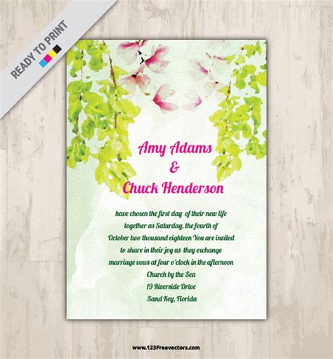 Watercolor Floral Wedding Invitation Free Vector by 123freevectors on ...