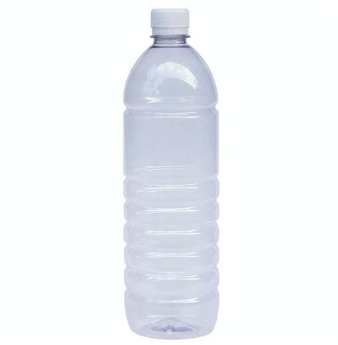 1-Liter, PET, Clear Mineral Water Bottle, White Cap