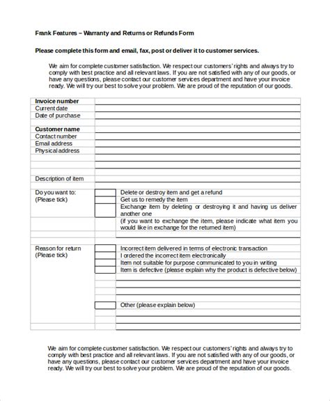 FREE 8+ Sample Refund Policy Templates in MS Word | PDF