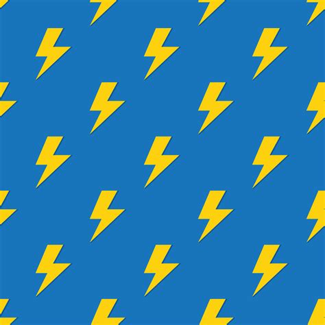 lightning bolt electric symbol seamless pattern in yellow on blue ...