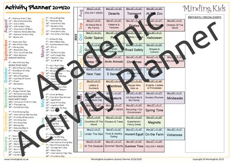 NEW Academic Activity Planner - 2019/2020 - MindingKids