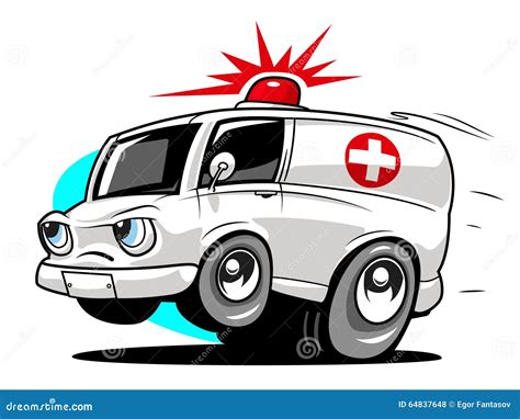 Cartoon ambulance stock vector. Illustration of ambulance - 64837648