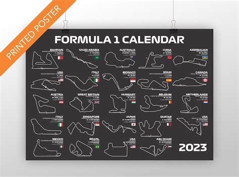 Formula 1 2023 Calendar black RACING POSTER FORMULA 1 - Etsy