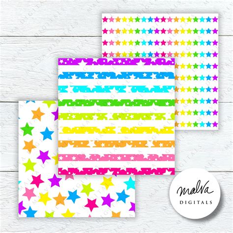 Neon Digital Paper Pack Bright Colors Digital Scrapbook - Etsy