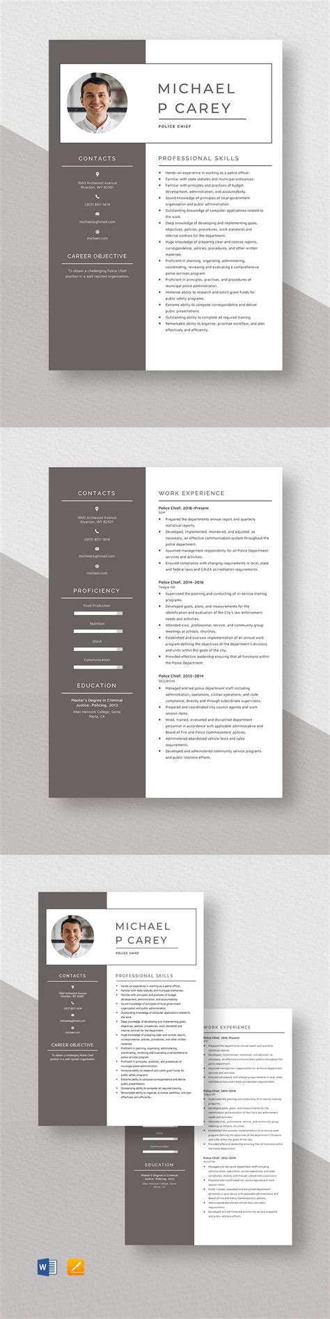 Free Police Chief Resume Template - Word, Apple Pages | Template.net