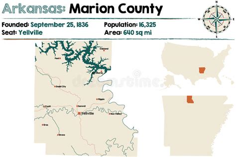 Map of Marion County in Arkansas Stock Vector - Illustration of nation ...