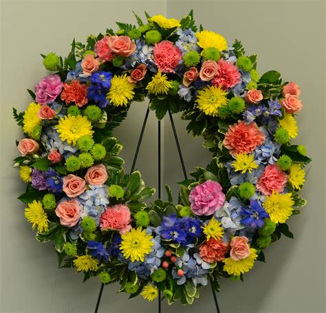 Evans Vibrant Blooms Large Funeral Wreath in Peabody, MA | Evans Flowers