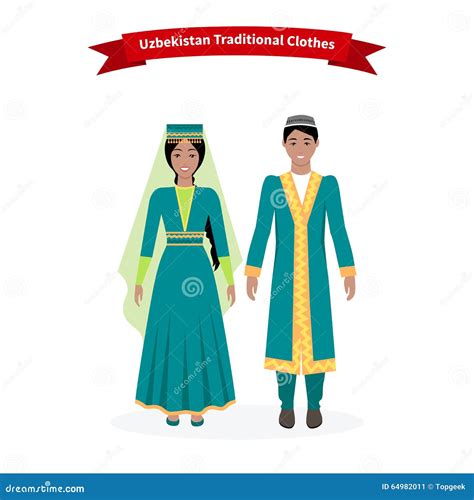 Uzbekistan Traditional Clothes People Stock Vector - Illustration of ...