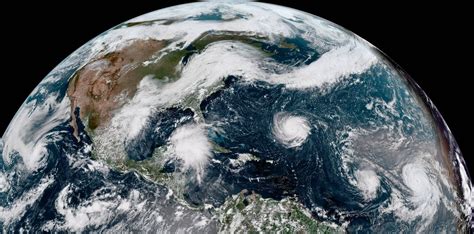 Satellite images show hurricanes lined up in Atlantic Ocean