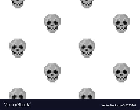 Pixel art skull seamless pattern 8-bit retro Vector Image