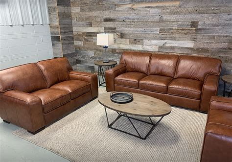 Bari Chestnut Leather Love Seat - Lexington Overstock Warehouse