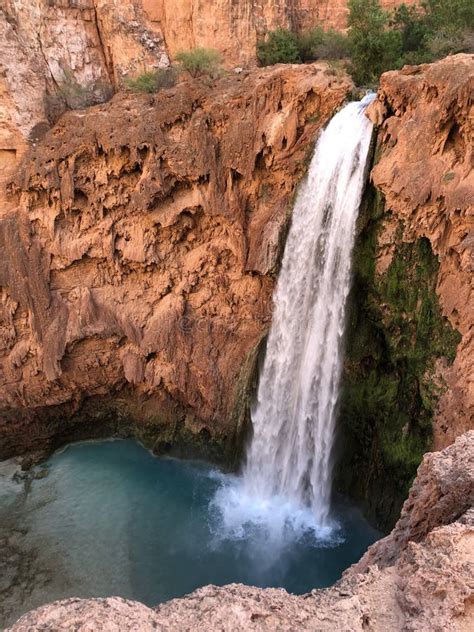 Grand Canyon Turquoise Waterfall Mooney Falls in Arizona Stock Image ...