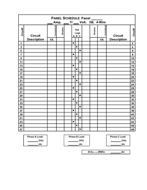 42 Circuit Panel Schedule Template