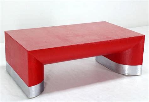 Large Rectangle Grass Cloth Mid-Century Modern Coffee Table in Fire Red ...