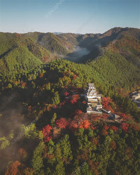 Aerial view of Gujo Hachiman Castle, Gifu, Japan - Stock Image - F040 ...