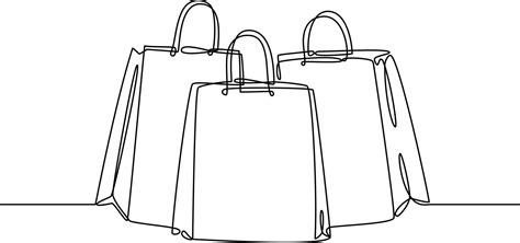 Paper shopping bags continuous line drawing 14445438 Vector Art at Vecteezy