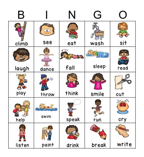 Verbs Bingo Card