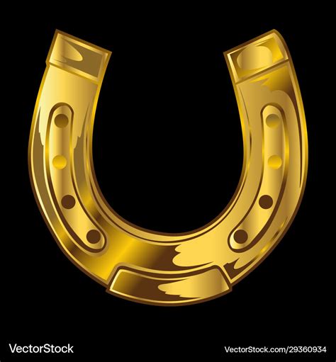 Good luck lucky horseshoe gold 6 Royalty Free Vector Image