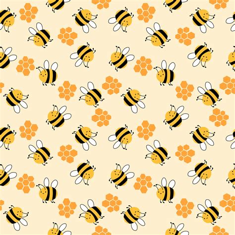 Download A Bee Pattern With Orange And Yellow Flowers | Wallpapers.com