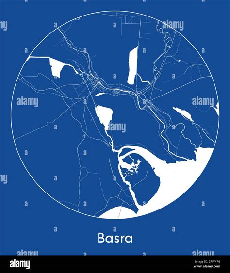 City Map Basra Iraq Asia blue print round Circle vector illustration ...