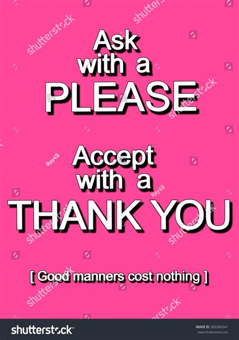 An Educational Say Please And Thank You Sign For Good Manners With White Text Isolated On A Pink ...