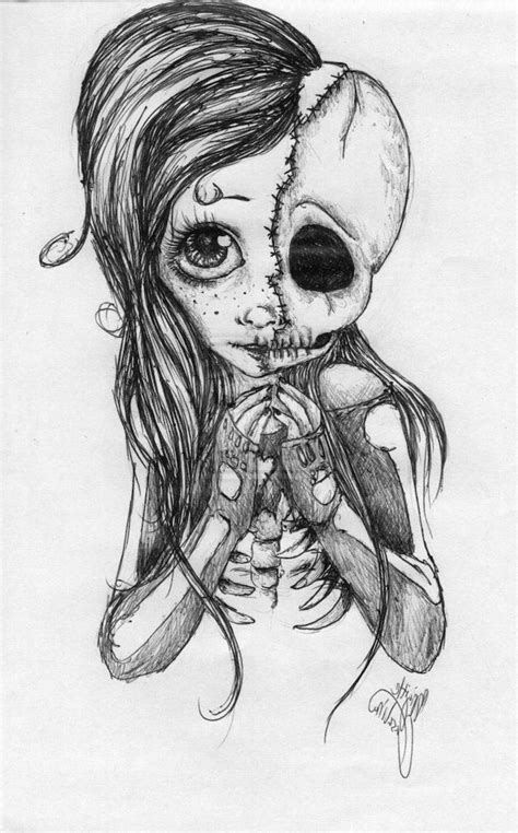 girl-skull-side-by-side-split-drawing-easy-things-to-draw-step-by-step ...