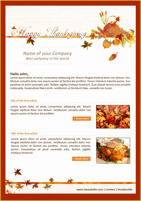 Thanksgiving Newsletter Template