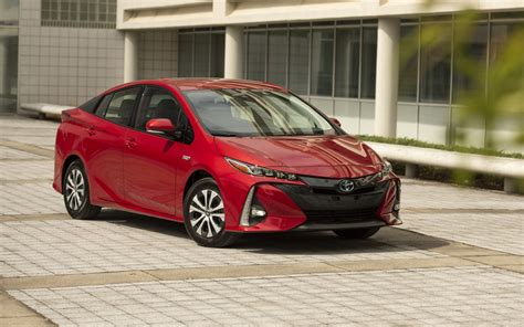 Download wallpapers Toyota Prius Prime, exterior, red sedan, electric cars, new red Prius Prime ...