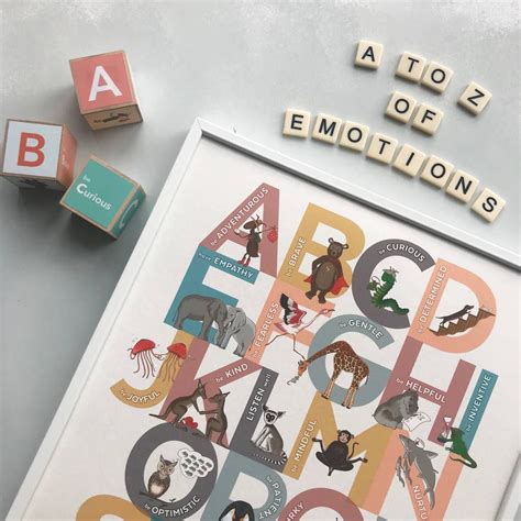 A To Z Of Emotions Inspiring Alphabet Block Print By Fearless Flamingo ...