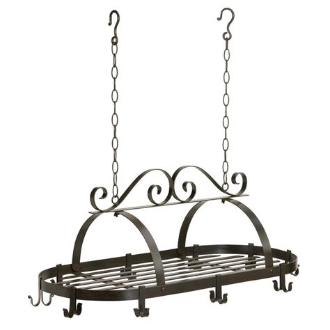 Wrought Iron Oval Pot Rack Hanging Kitchen