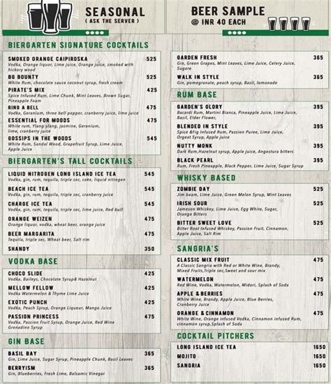 BIERGARTEN - WHITEFIELD - BANGALORE Menu, Photos, Images and Wallpapers ...