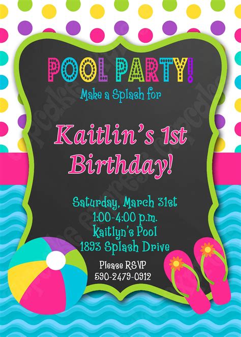 Free Printable Birthday Pool Party Invitations