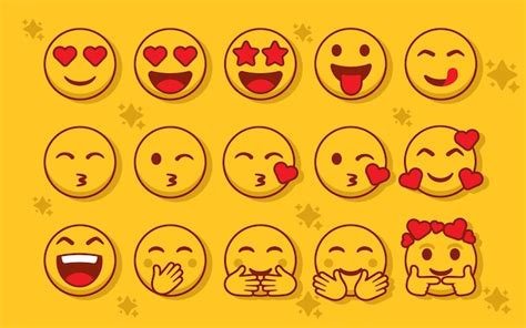 Emoji rosto símbolos de emoticon objetos de bate-papo emojis definir ...