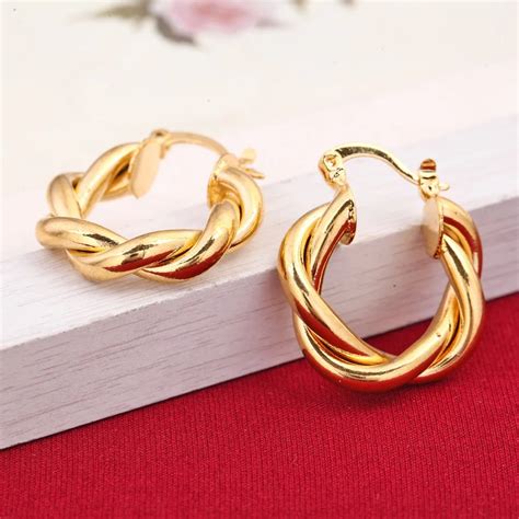 24K Gold Plating Wedding Brass Ear Stud Earrings Fashion Body Jewelry|fashion stud earrings|stud ...
