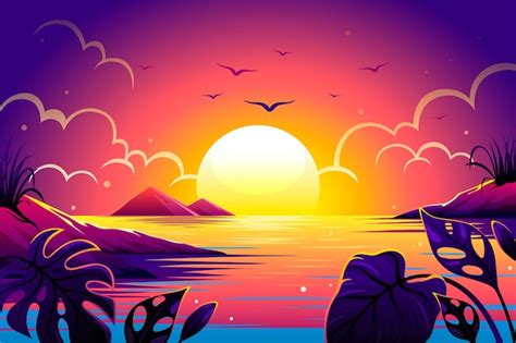 Gradient Tropical Sunset Background - HD Stock Images