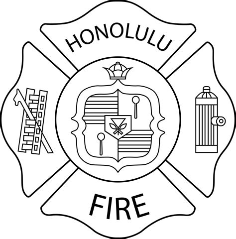 FIRE FIGHTER BADGE HONOLULU line art vector file Black white - Inspire ...