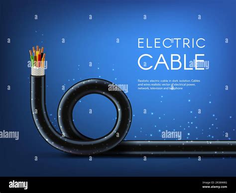 Electric cable with copper wire conductors. Energy supply industry technology or electric ...