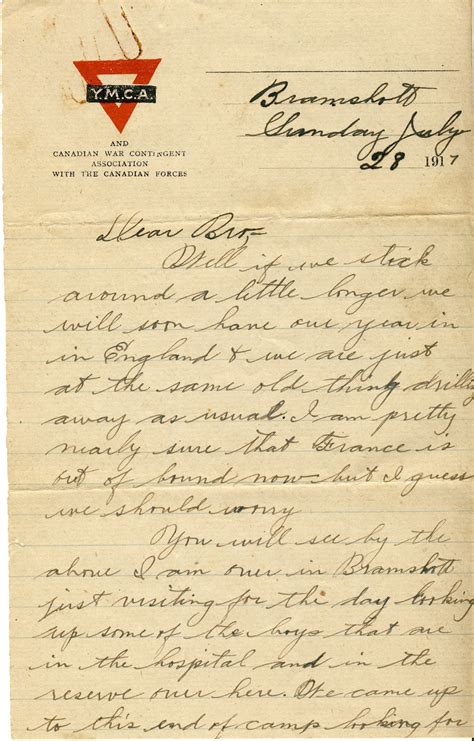 Letters From World War One: July 28, 1917 Bramshott Camp