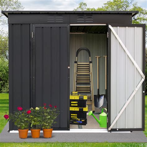 Metal Outdoor Storage Shed, BTMWAY 6' x 4' Garden Tool Shed with ...