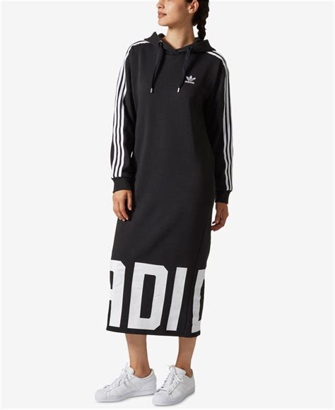 adidas Originals Midi Hoodie Dress in Black | Lyst