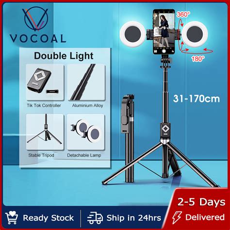 Vocoal Wireless Bluetooth Selfie Stick Tripod With Fill Light 170cm Selfie Stick Tripod with ...