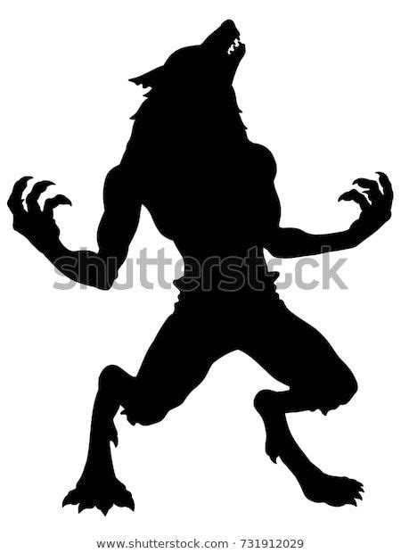 Cartoon Werewolf Howling Silhouette Stock Vector (Royalty Free ...