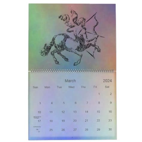 Sagittarius Zodiac December Colorful Sign Symbols Calendar | Zazzle