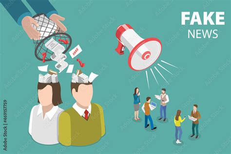 3D Isometric Flat Vector Conceptual Illustration of Fake News ...