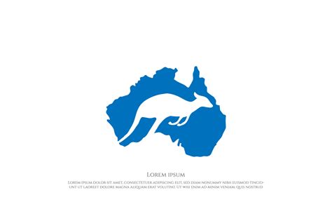 Australia Continent Map with Kangaroo for Travel Logo Design Vector ...