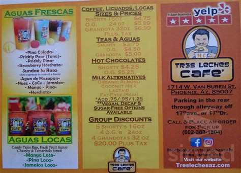 Tres Leches Café menu in Phoenix, Arizona, USA