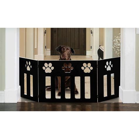 48" Freestanding Pet Gate w/ Paw Cut Out Wood Dog Gates Indoor Dog Fence - Tanga