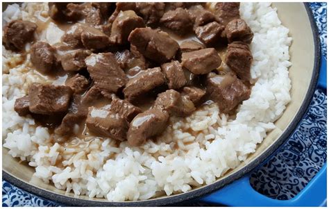 Stewed Beef Tips and Rice - Julias Simply Southern