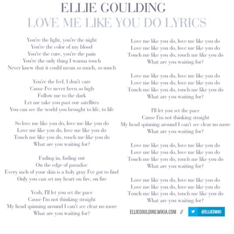 Image - Love me like you do lyrics.png | Ellie Goulding Wiki | FANDOM powered by Wikia