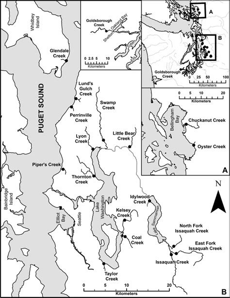 --Map of Puget Sound, Washington showing the location of 18 lowland... | Download Scientific Diagram